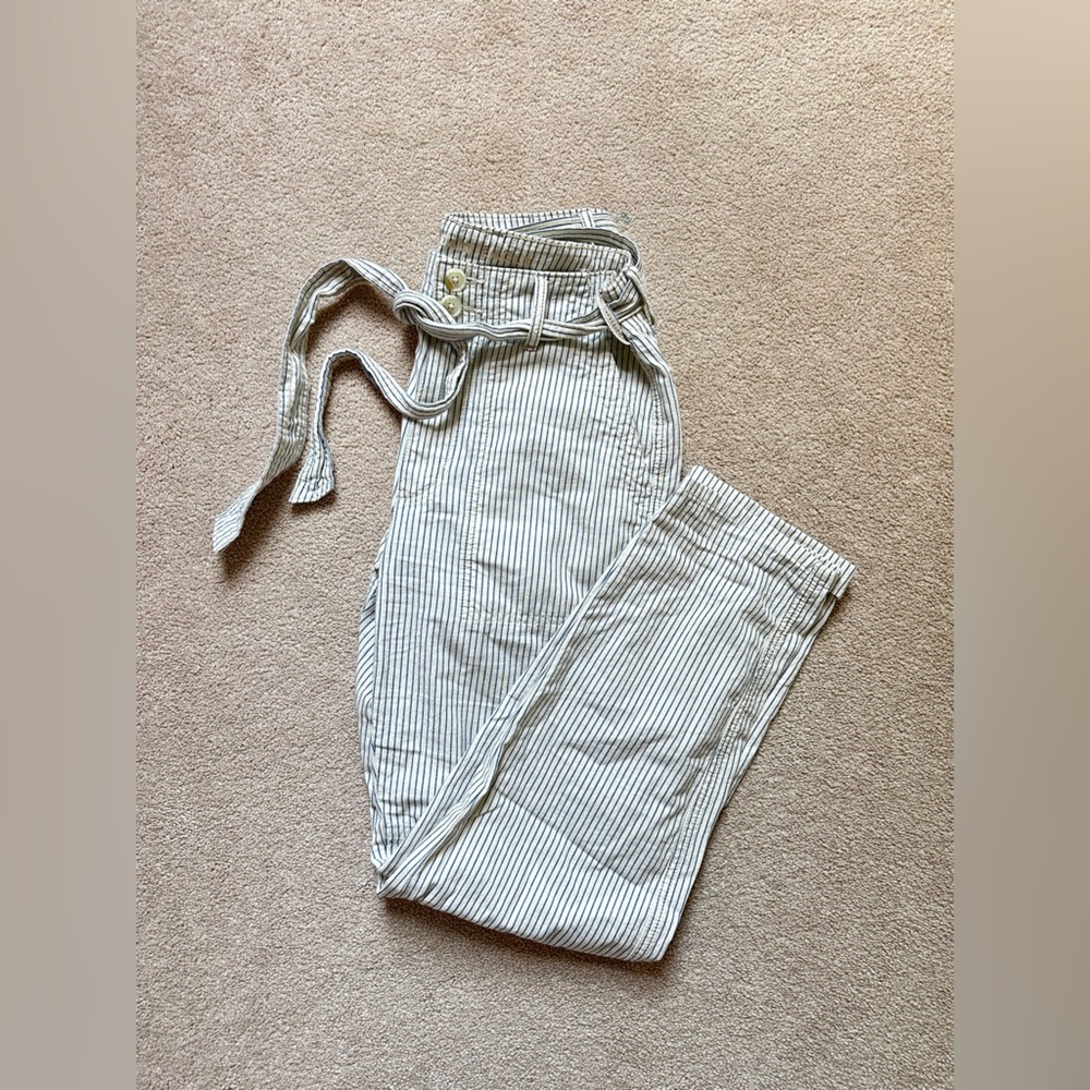 American Eagle Pinstripe High Waisted Belted Pants